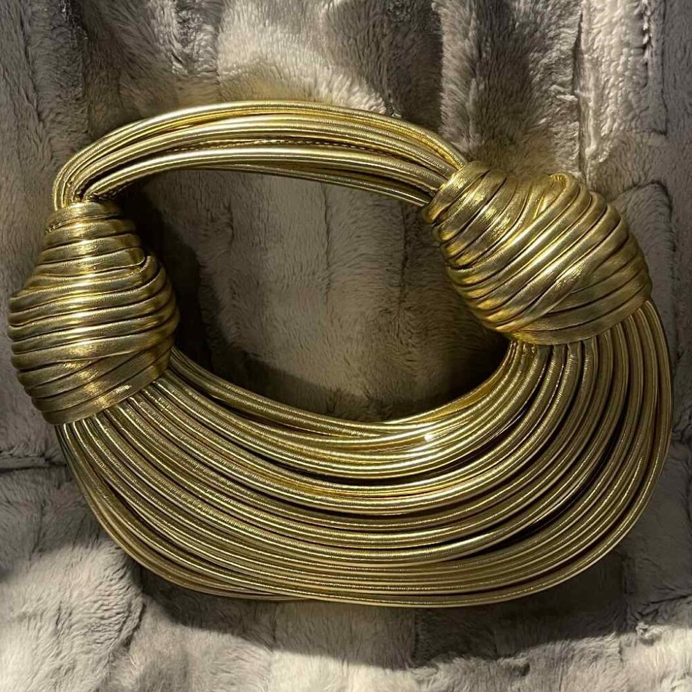 Gold Leather Designer Clutch